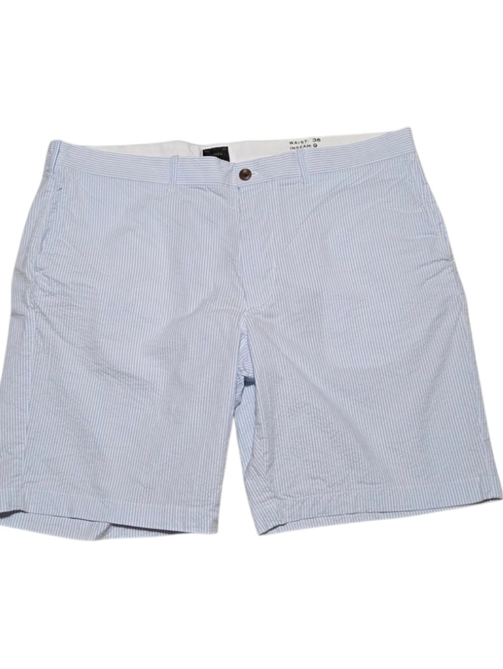 J Crew Seersucker Striped Shorts Blue White Size 38 9" Inseam New!